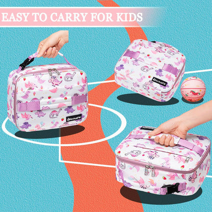 HotAdsFW Dinosaur Kids Lunch Box Small School Bag White Dinosour