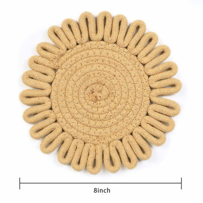 AHHFSMEI 8 Inch Heat Resistant Trivets Pot Holders 4pcs Light Brown