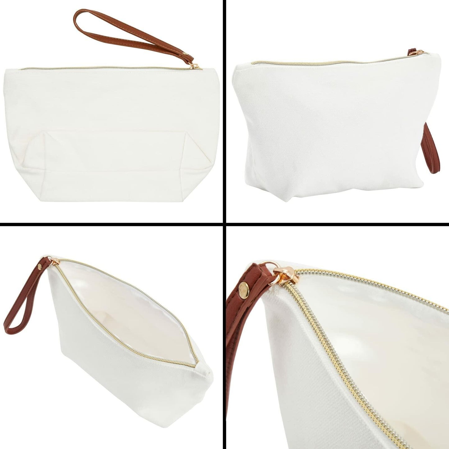 Glamlily Gold Initial I Personalized Makeup Bag White 10x3x6 In