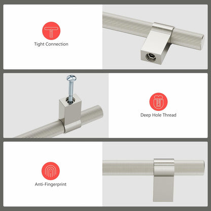 homdiy 15 Pack Brushed Nickel Cabinet Handles 128mm T Bar Silver