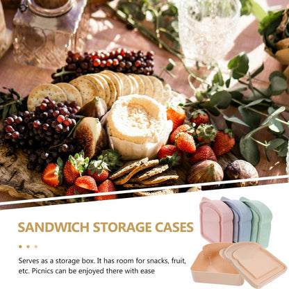 ABOOFAN 4pcs Plastic Toast Shape Sandwich Containers with Lid Food Storage
