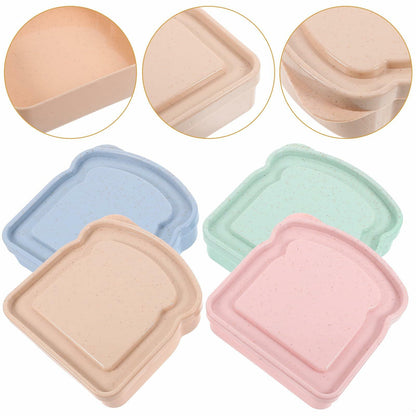 ABOOFAN 4pcs Plastic Toast Shape Sandwich Containers with Lid Food Storage
