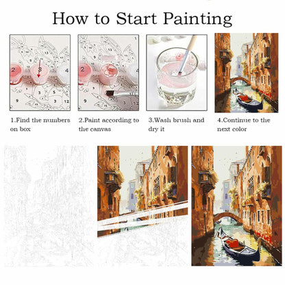 ZRIZQ Paint by Number Kit for Adults 12x16 Canvas City Colorful Box
