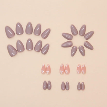 Flower Design Short Press On Nails for Women 30 Pcs Fake Nail Art Manicure