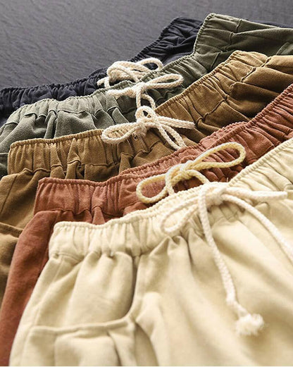 Minibee Womens Wide Leg Capri Pants Drawstring Waist Pockets Beige Size L