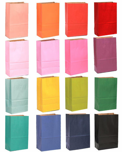 qiqee 32Pcs Treat Paper Bags Mini Snack 5.1x3.1x9.4in Rainbow Colors