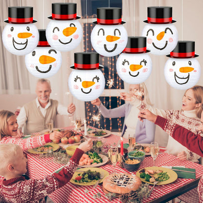 Riakrum 12 Pcs Winter Snowman Paper Lanterns Hanging Christmas Ornaments