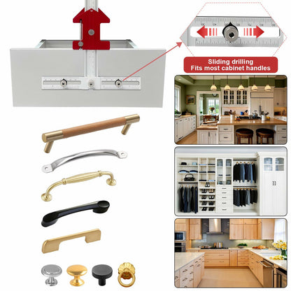 TOURACE Cabinet Handle Jig Aluminum Template Tool Red Woodworking Ruler