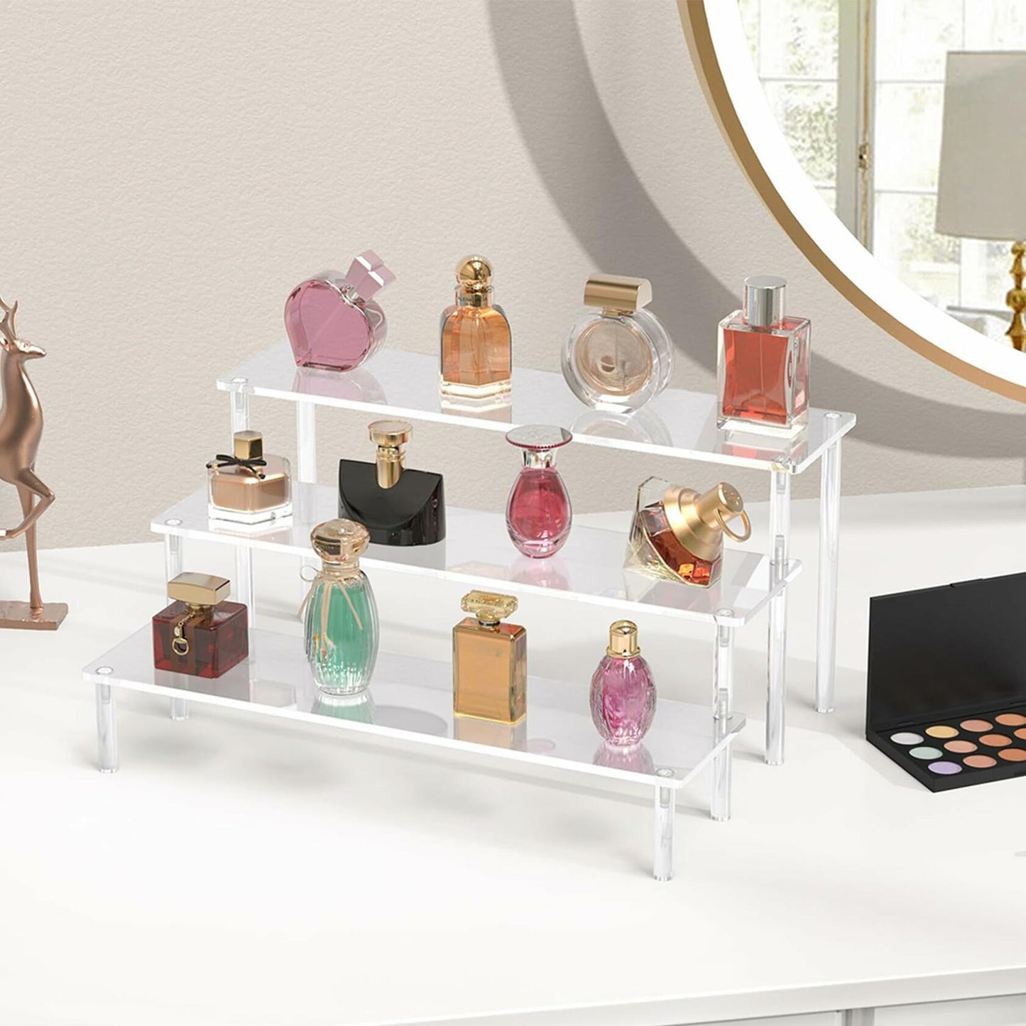 TECHSHARE Clear Acrylic 3-Tier Display Stand Organizer Transparent