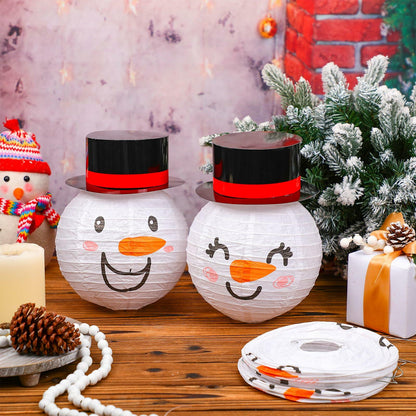 Riakrum 12 Pcs Winter Snowman Paper Lanterns Hanging Christmas Ornaments