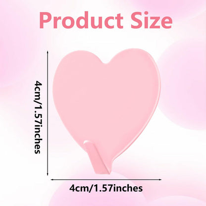 COMNICO 6 Pack Heart Shaped Stainless Steel Adhesive Hooks Silver