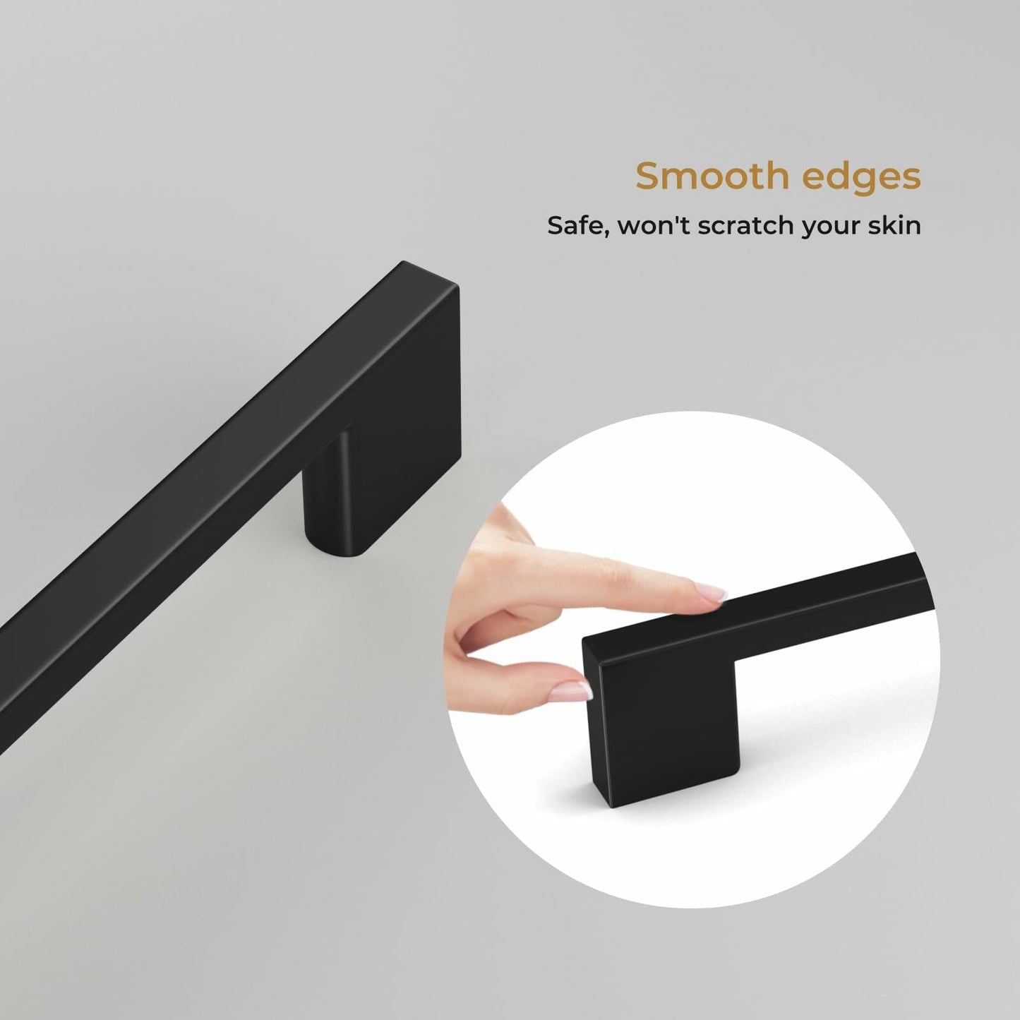 Haliwu 10 Pack Black Cabinet Handles 3-3/4 Inch Hole Center Modern Pulls