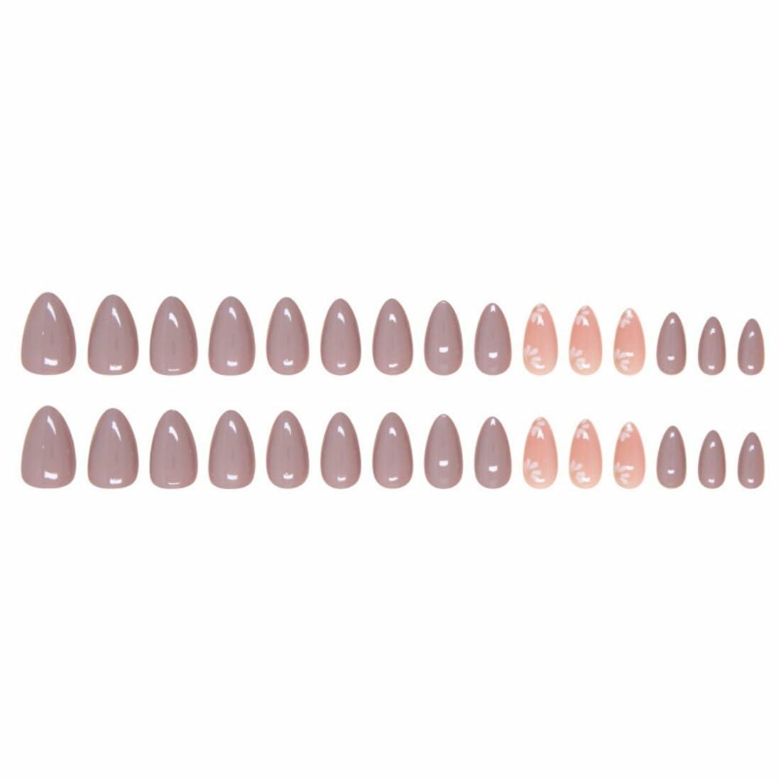 Flower Design Short Press On Nails for Women 30 Pcs Fake Nail Art Manicure