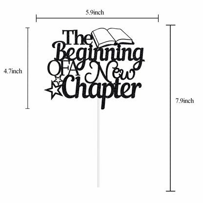 The Beginning of A New Chapter Cake Topper Black Glitter