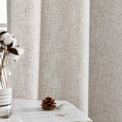 2pc Jinchan Faux Linen Burlap Curtains 63" Heathered Gray Grommet Panels
