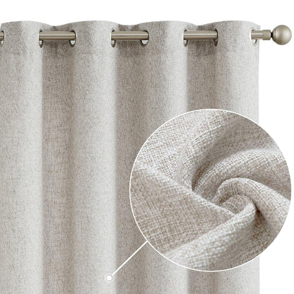 2pc Jinchan Faux Linen Burlap Curtains 63" Heathered Gray Grommet Panels