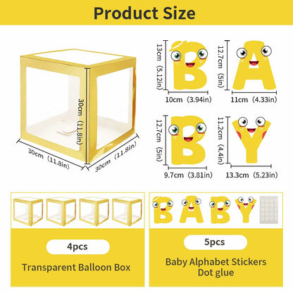 Onteftshop Baby Boxes Letters Party Decorations Clear Gold 4 Count