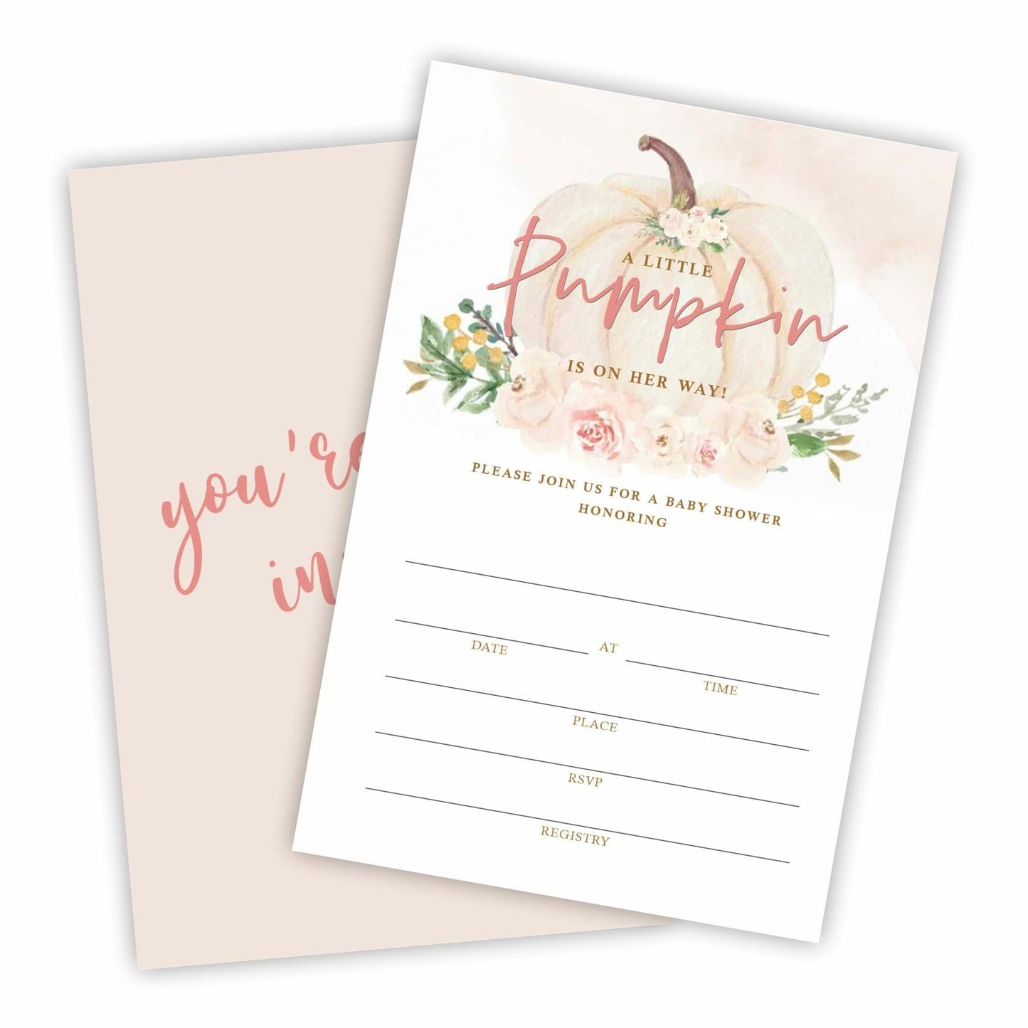 A Sweet Pumpkin Baby Shower Invitations Set of 25 Boho Pumpkin Girl Invites