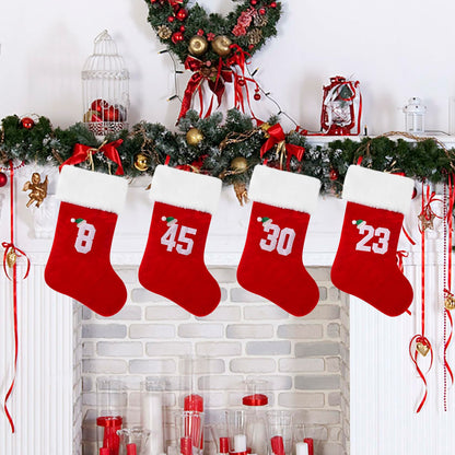 BELISHMIE 20-Inch Red Christmas Stocking Gold Embroidered Number 23