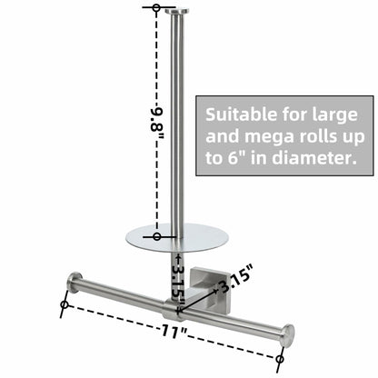 Double Toilet Paper Holder with Shelf Wall Mount 304 Stainless Steel
