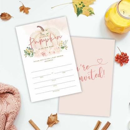A Sweet Pumpkin Baby Shower Invitations Set of 25 Boho Pumpkin Girl Invites