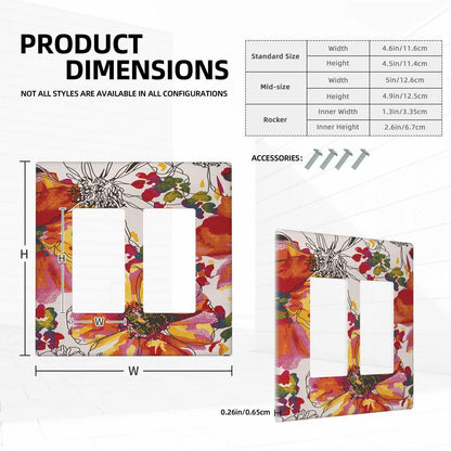 Xuejiaku 2 Gang Watercolor Flowers Wall Plate Double Rocker Switch Cover