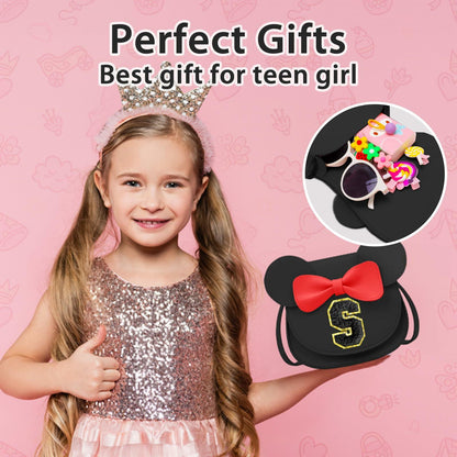 OYLOLA Toddler Girls Initial Purse Black Ages 3-8 Birthday Gift