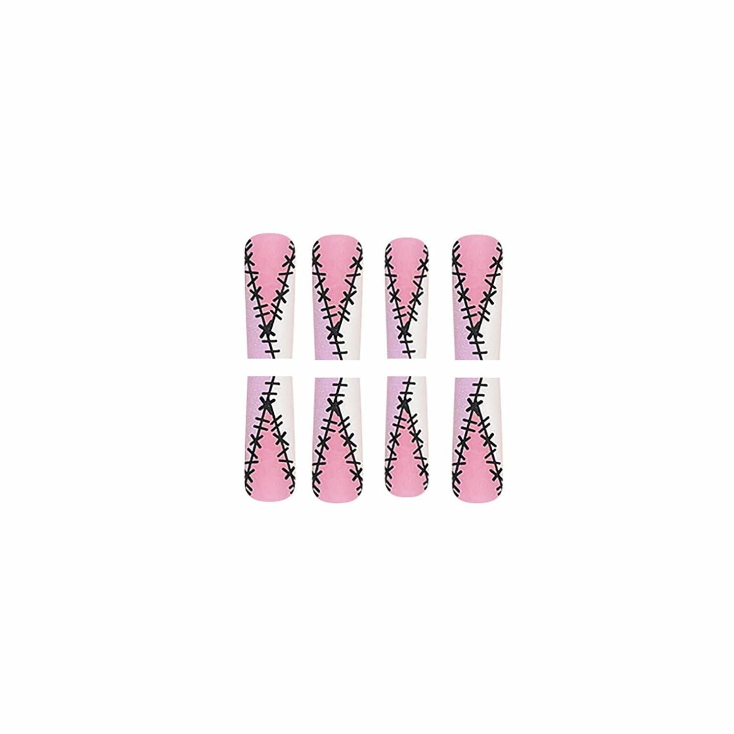RIICFDD Halloween Fake Nails 24 Pcs Coffin Pink French Tip Ghost Designs