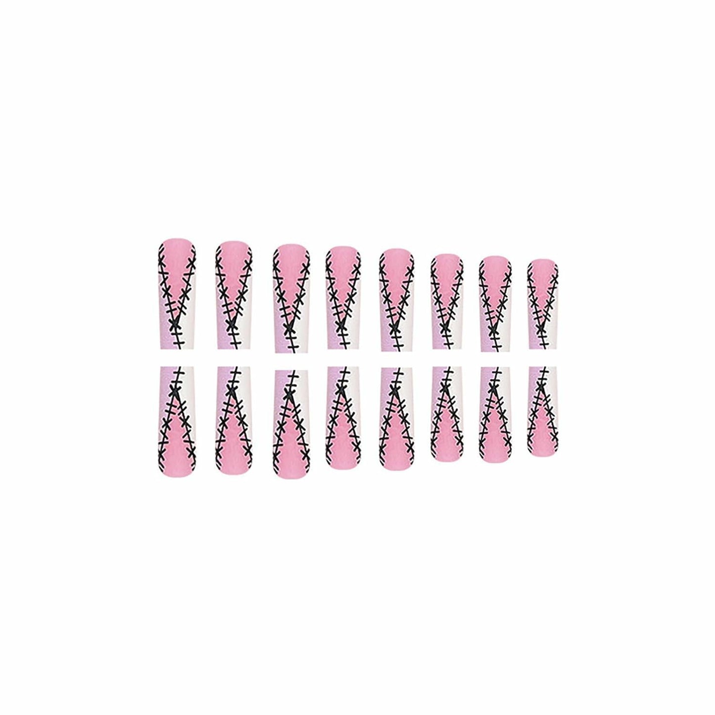RIICFDD Halloween Fake Nails 24 Pcs Coffin Pink French Tip Ghost Designs