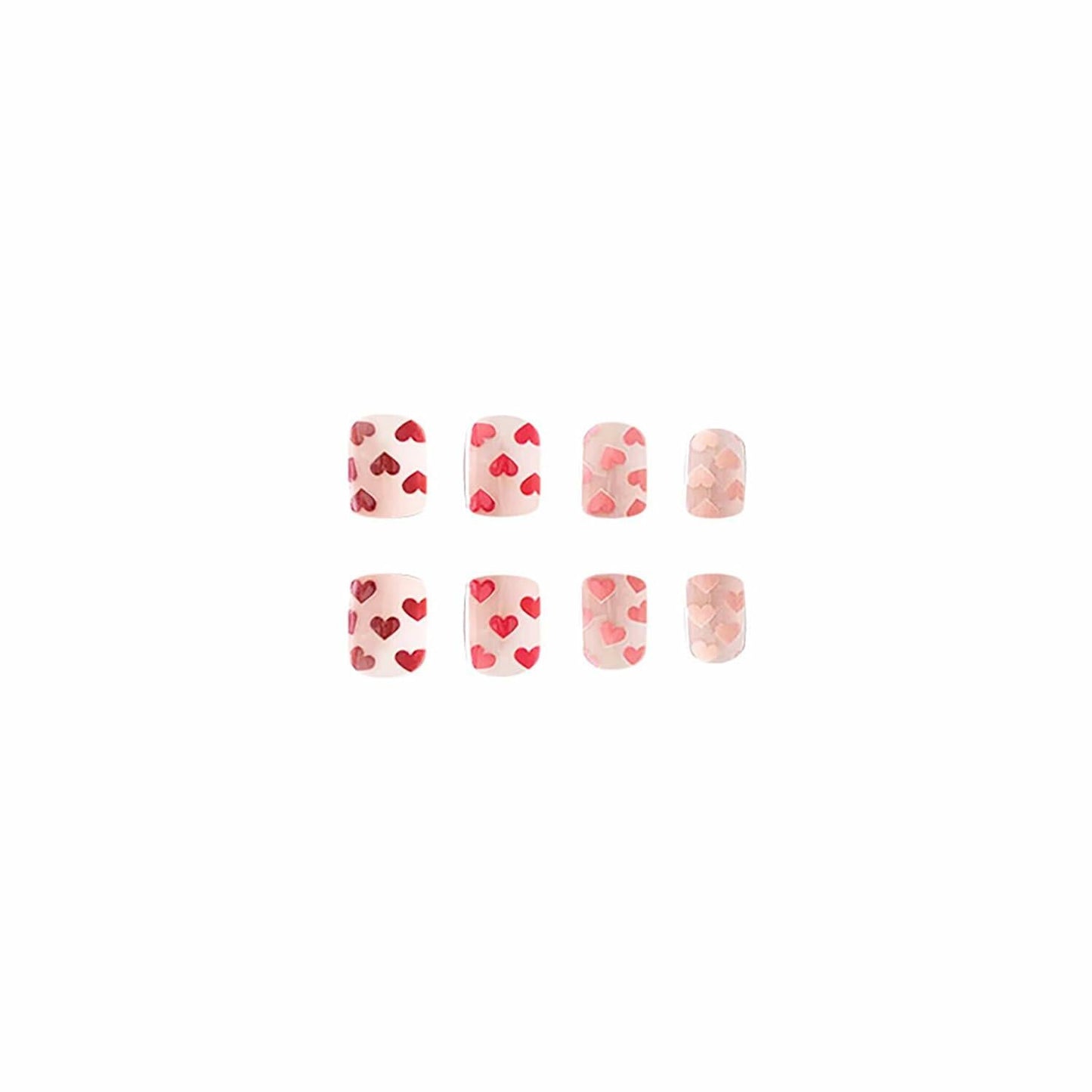 RIICFDD Heart Press On Nails Medium Square Glossy French Tip 72Pcs
