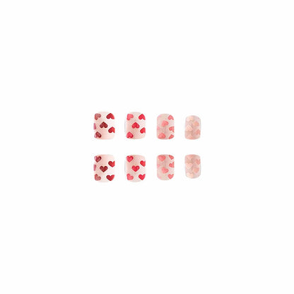 RIICFDD Heart Press On Nails Medium Square Glossy French Tip 72Pcs