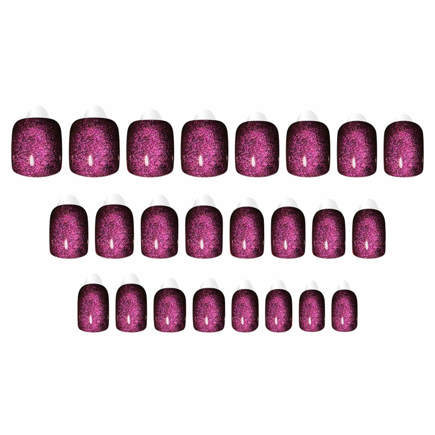 Purple Press On Nails Short Square Acrylic Cat Eye Color Changing 24 Pcs