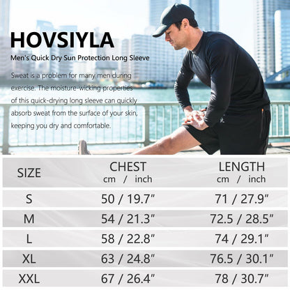 HovSiyla Men's Long Sleeve Moisture Wicking Running Shirt XL