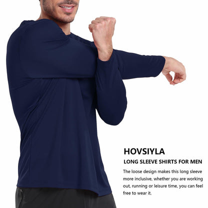 HovSiyla Men's Long Sleeve Moisture Wicking Running Shirt XL