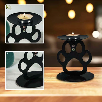 Ctpeng Cat Paw Candle Holder Metal Non Slip Black 3.94x3.15x4.33in
