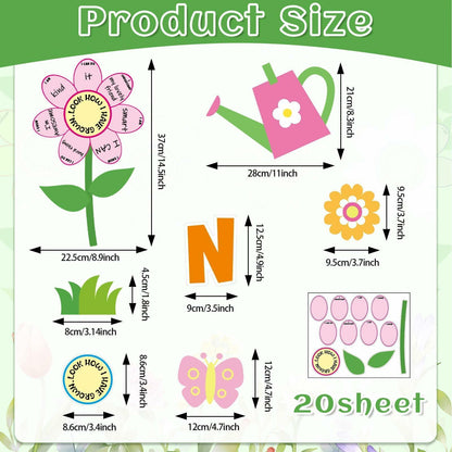 182PCS Spring Bulletin Board Decorations Set Flowers Floral Classroom Decor