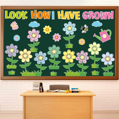 182PCS Spring Bulletin Board Decorations Set Flowers Floral Classroom Decor