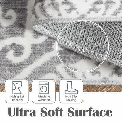 jinchan Kitchen Runner Rug 2x6 Moroccan Floral Non Slip Grey Runner