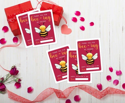 Classroom Valentine's Day Cards Bee Design 5x3.5in 30 Pack Gender Neutral