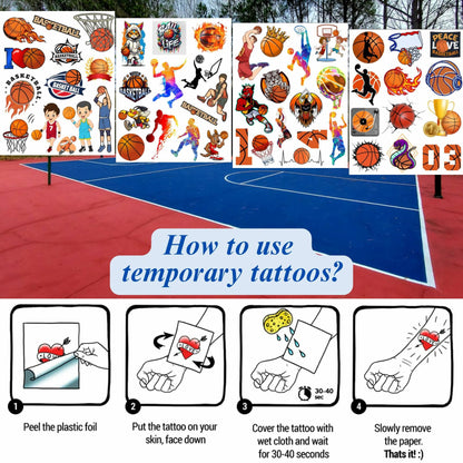 Basketball Temporary Tattoos Party Favors Kids Gift 0.04lb Pack