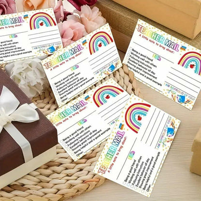 NUOBESTY 50pcs Rainbow Classroom Behavior Incentive Postcards for Teachers