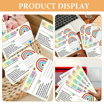 NUOBESTY 50pcs Rainbow Classroom Behavior Incentive Postcards for Teachers