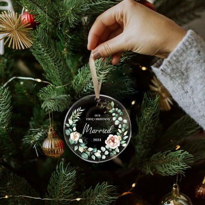 First Christmas Married Ornament 2024 1st Christmas Mr and Mrs Wedding Gift