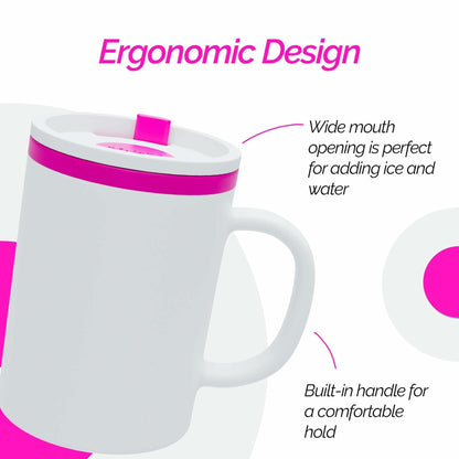 Copco Desk Mug 16 oz Double-Wall Insulated Spill-Resistant Pink BPA-Free