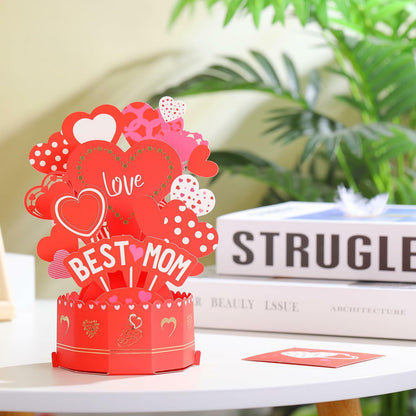 Lmcheny 3D Pop Up Best Mom Birthday Mother's Day Greeting Card