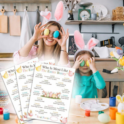 Who Is Most Like The Easter Bunny Game Cards Set of 20 Colorful Eggs