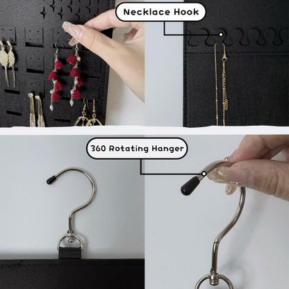 Neehows Hanging Earring Organizer Wall Holder 600 Holes 30 Hooks Black