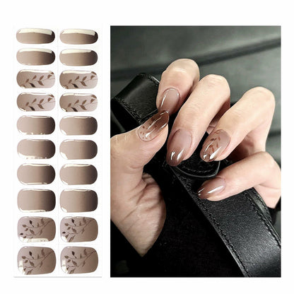 Oauee Semi Cured Gel Nail Strips 20 Stickers Anthracite Gray UV/LED Lamp