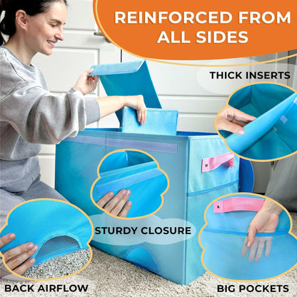 QUOKKA Dino Toy Storage Box Organizer 24.8x16.1x13 In Collapsible Fabric Bin