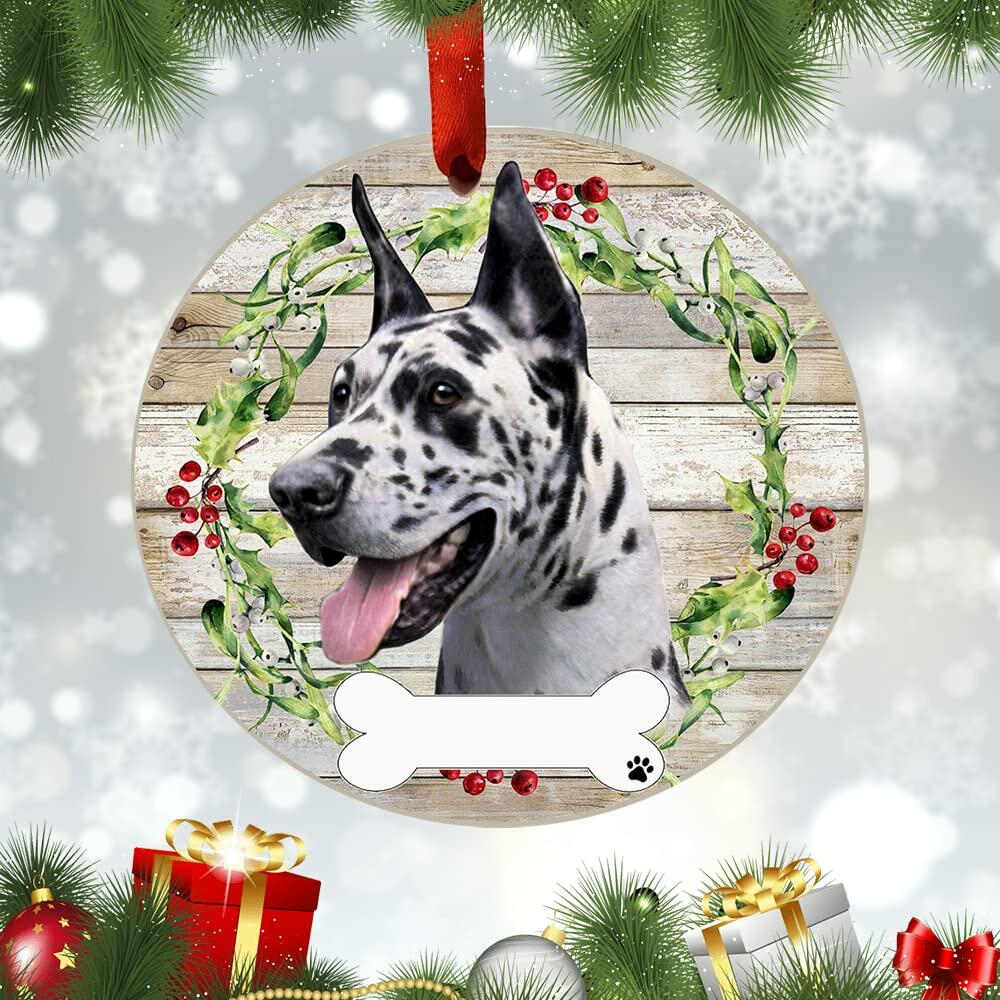 E&S Imports Harlequin Ceramic Dog Ornament Glazed Finish Christmas Decor
